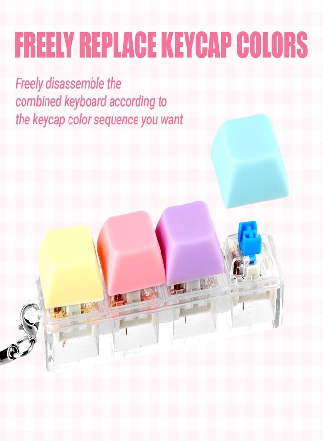 PKRFCJ 2 Pcs Keyboard Fidget, 4-Key Keyboard Fidget Clicker for Adults, Macaron Color, Relieve Stress and Anxiety, Keychain Accessories, Easy to Carry, Creative Gifts for Family and Friends - Image 4